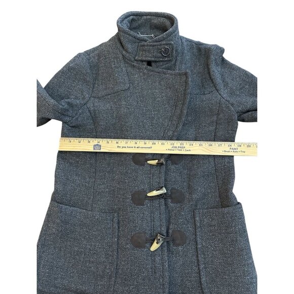 Banana Republic Wool Blend Toggle Coat Women’s Medium Gray Cross Zipper - Picture 8 of 8